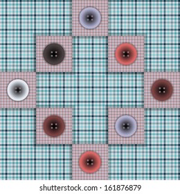 set of fabric with buttons on a contrasting background