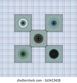 set of fabric with buttons on a contrasting background