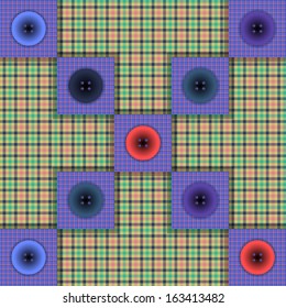 set of fabric with buttons on a contrasting background