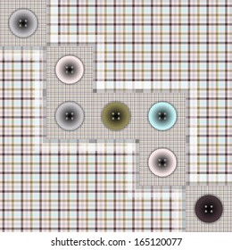 set of fabric with buttons on a contrasting background
