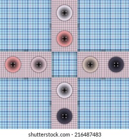 set of fabric with buttons on a contrasting background