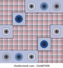 set of fabric with buttons on a contrasting background