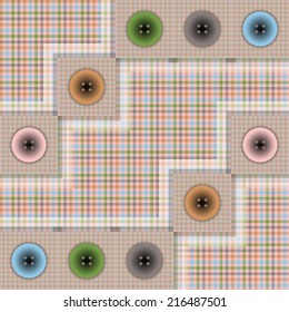 set of fabric with buttons on a contrasting background