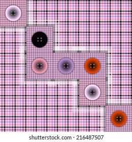 set of fabric with buttons on a contrasting background