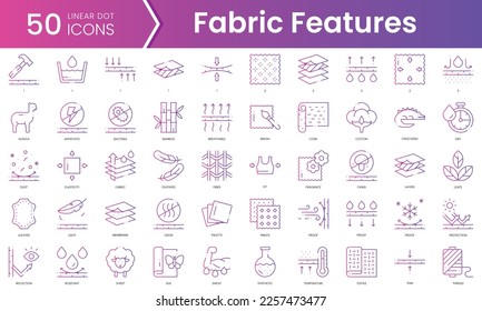 Set of fabric features icons. Gradient style icon bundle. Vector Illustration