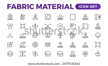 Set of Fabric Material line icon set. Fabric Features, Materials, Fabric Business web icons in line style. Product, industry, shop, symbol.