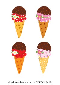 set of fabric patchwork ice cream