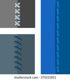 Set of fabric with stitches. Eps 10