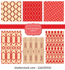 set of fabric textures with different lattices - seamless patterns