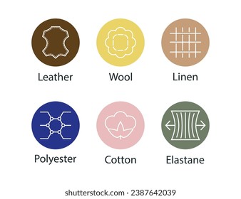 Set of fabric types icon. Vector illustration.