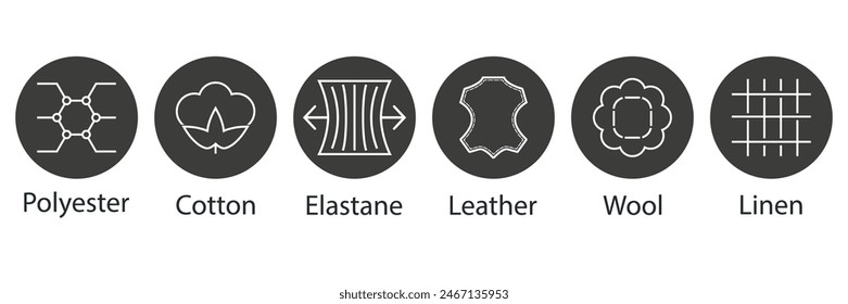 Set of fabric types icon. Vector illustration.