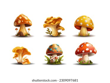 Set fabulous mushrooms different