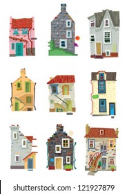 set of facades - Edinburgh - cartoon