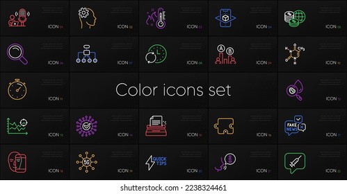 Conjunto de biometría Face, realidad aumentada e iconos de línea de prueba Ab. Incluir análisis de Seo, fórmula química, iconos de tiempo de actualización. Timer, Ingeniería, elementos web de dinero mundial. Vector
