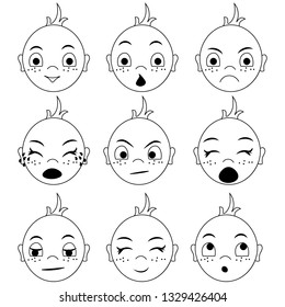 Vector Set Cartoon Face Stock Vector (Royalty Free) 1485750659 ...