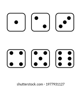 Set face cube six dot of game dice flat icon vector.