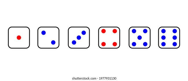 Set face cube six dot of game dice flat icon vector.