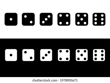 Set face cube six dot of game dice flat icon vector.