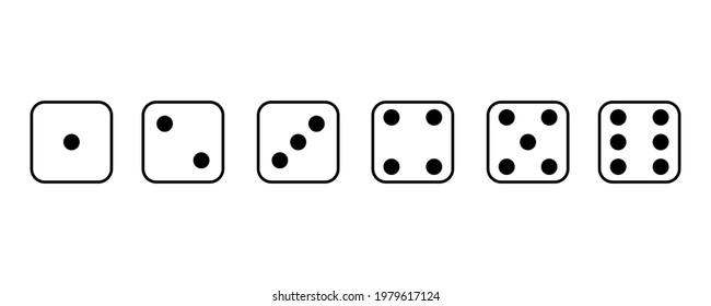 Set face cube six dot of game dice flat icon vector.