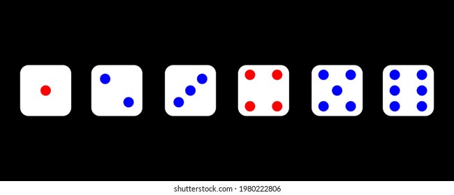 Set face cube six dot of game dice flat icon vector.