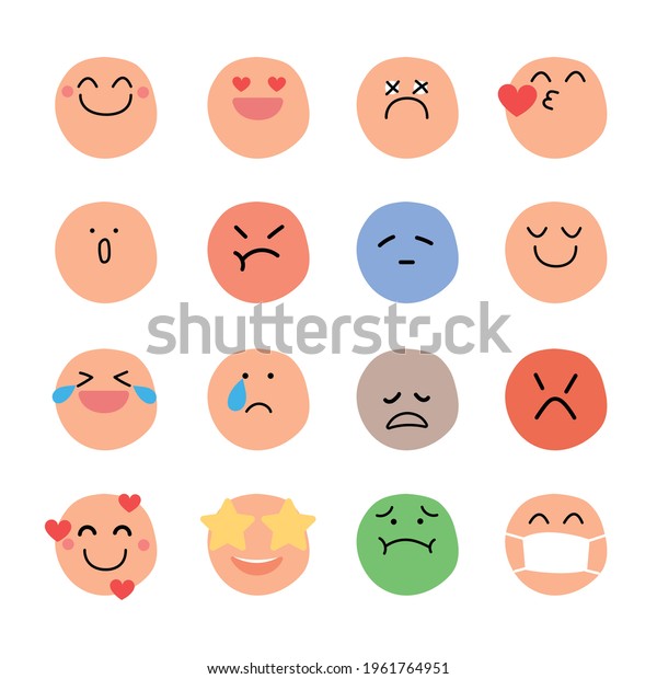 Set Face Emoji Happy Sad Cry Stock Vector (Royalty Free) 1961764951 ...