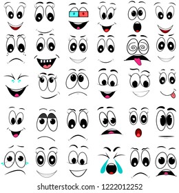 set, face, emotions, expressions, vector