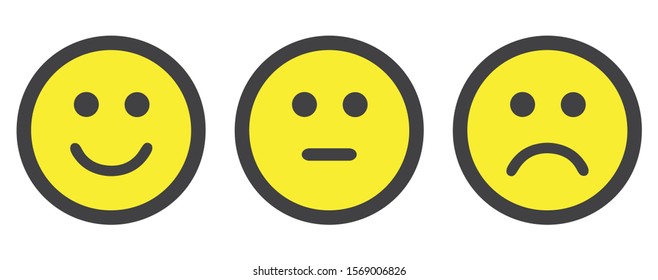 Set of face icons with negative, neutral and positive mood. Vector illustration.