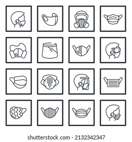 set of Face Mask elements symbol template for graphic and web design collection logo vector illustration