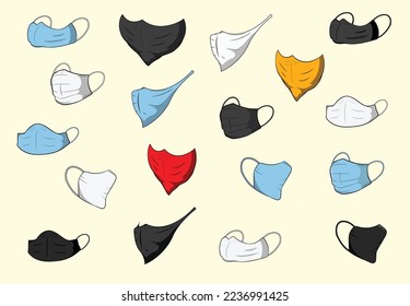 Set Of Face Mask Protection Virus 