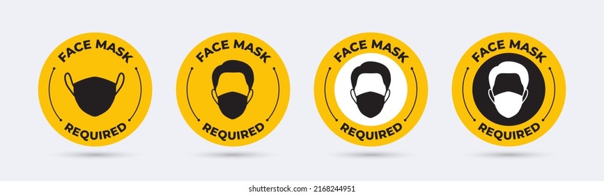 Set of face mask required vector signs. coronavirus covid-19 social distancing