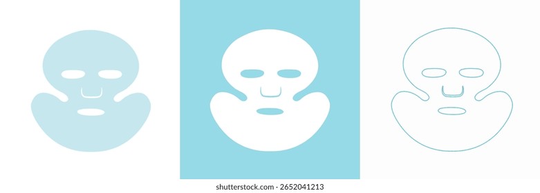 Um conjunto de máscaras. Procedimento de cuidados da pele facial. Ícones de embalagens de produtos de beleza. Ilustração vetorial