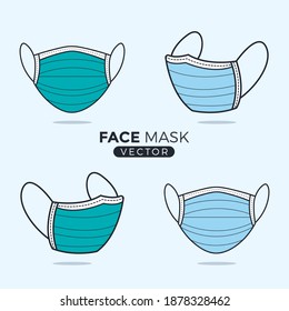 Set of Face Medical or Surgical Mask. Vector Illustration.