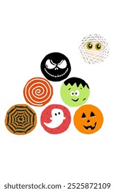 Conjunto de cara monstruo halloween icon.monster galletas sobre fondo blanco