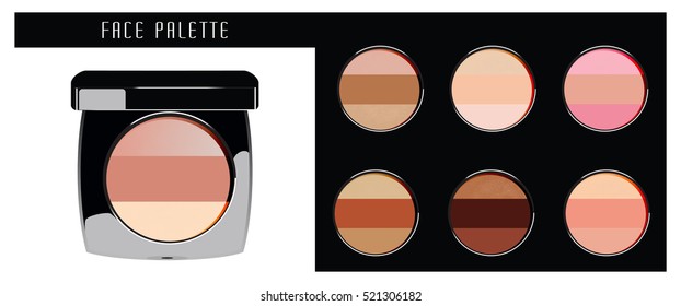 Set of Face Palettes. Vector Illustration. Cosmetics.  