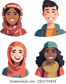 set of face people with diversity