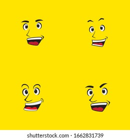 set of face picture vector concept template design illustration