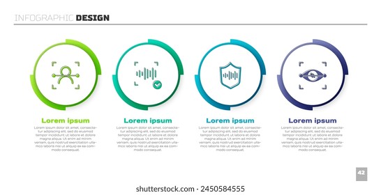 Set Face recognition, Voice, Shield voice and Eye scan. Business infographic template. Vector