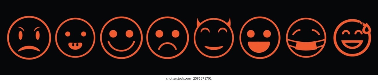 Set of face and sad emojis icons. High quality emoticons comment social media Facebook chat comment reaction icon 