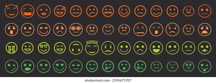 Set of face and sad emojis icons. High quality emoticons comment social media Facebook chat comment reaction icon 