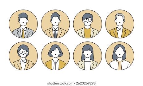 Set of faces of business people	
