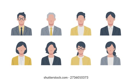 Set of faces of business people