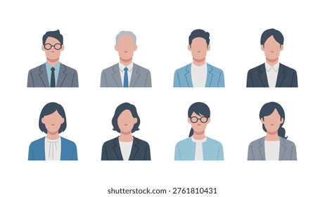 Set of faces of business people	
