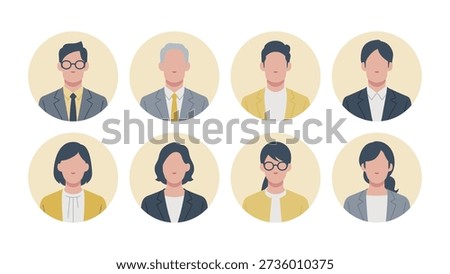Set of faces of business people