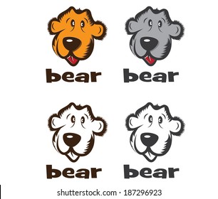 set of faces of cartoon bear