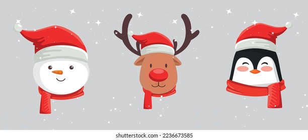 conjunto de caras personajes de alegres navidades Imagen editable vectorial libre