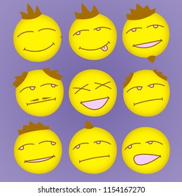 Set of faces with different emotion expression.