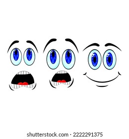 set of faces with different emotions, drawing, vector illustration