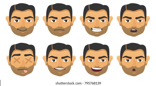 Set Faces Different Emotions Vector Illustration Stock Vector (Royalty ...