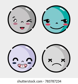 set faces emoji with different emotion
