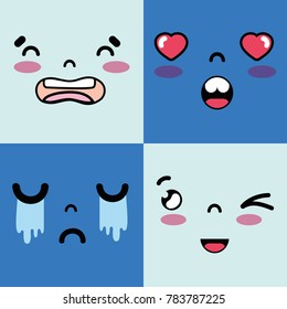 set faces emoji with emotions character